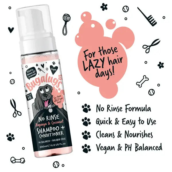 BugaLugs No Rinse Papaya & Coconut Dog Shampoo & Conditioner Сух Шампоан и Балсам 2в1 200ml