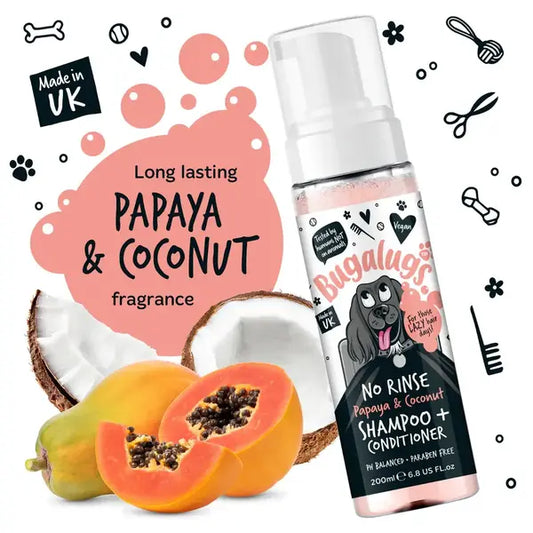 BugaLugs No Rinse Papaya & Coconut Dog Shampoo & Conditioner Сух Шампоан и Балсам 2в1 200ml
