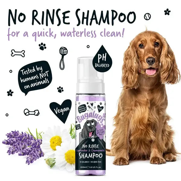 BugaLugs No Rinse Lavender & Chamomile Dog Shampoo Успокояващ Сух Шампоан с Лавандула и Лайка 200ml