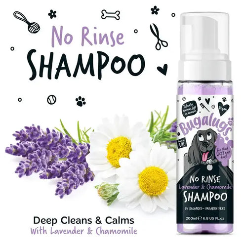 BugaLugs No Rinse Lavender & Chamomile Dog Shampoo Calming Dry Shampoo with Lavender and Chamomile 200ml