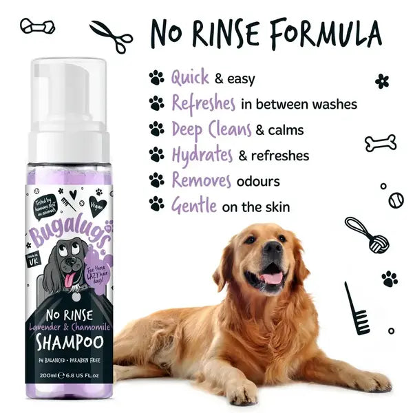 BugaLugs No Rinse Lavender & Chamomile Dog Shampoo Успокояващ Сух Шампоан с Лавандула и Лайка 200ml
