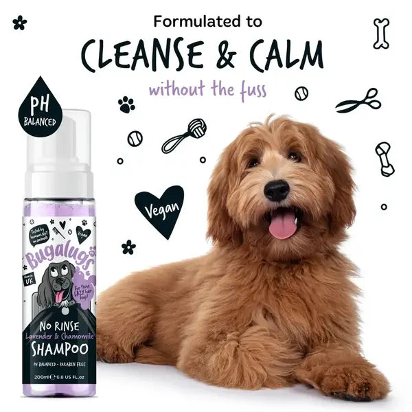 BugaLugs No Rinse Lavender & Chamomile Dog Shampoo Успокояващ Сух Шампоан с Лавандула и Лайка 200ml