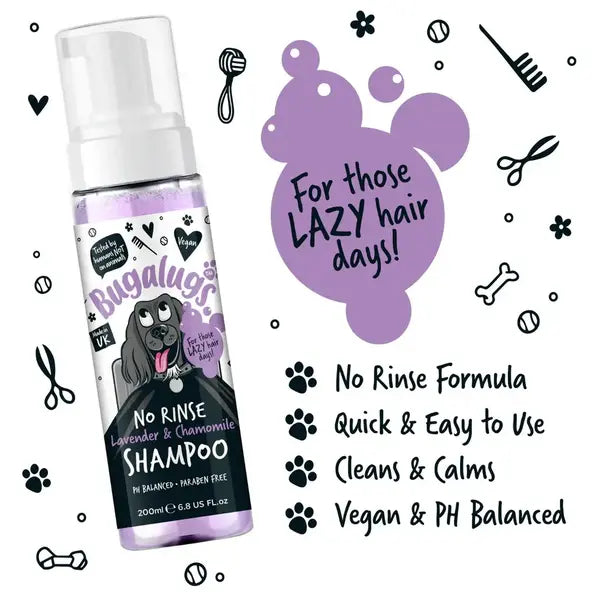 BugaLugs No Rinse Lavender & Chamomile Dog Shampoo Успокояващ Сух Шампоан с Лавандула и Лайка 200ml