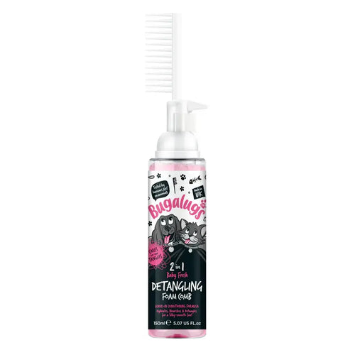 Bugalugs 2 in 1 Baby Fresh Detangling Foam Comb for Dogs & Cats Пяна за Разресване 2в1 с Гребен 150ml