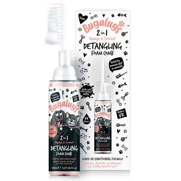 2 in 1 Papaya & Coconut Detangling Foam Comb for Dogs & Cats Пяна за Разресване 2в1 с Гребен 150ml