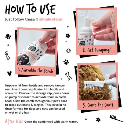 2 in 1 Papaya & Coconut Detangling Foam Comb for Dogs & Cats Пяна за Разресване 2в1 с Гребен 150ml