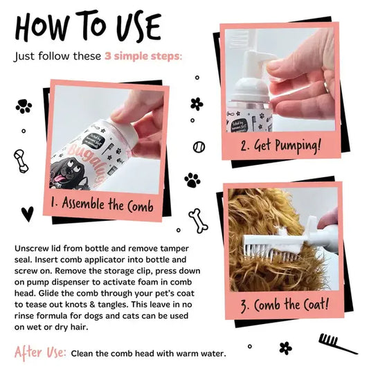 2 in 1 Papaya & Coconut Detangling Foam Comb for Dogs & Cats Пяна за Разресване 2в1 с Гребен 150ml
