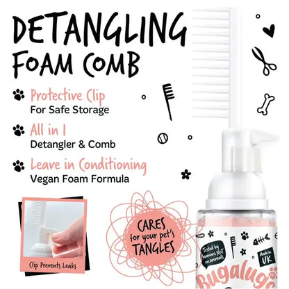 2 in 1 Papaya & Coconut Detangling Foam Comb for Dogs & Cats Пяна за Разресване 2в1 с Гребен 150ml