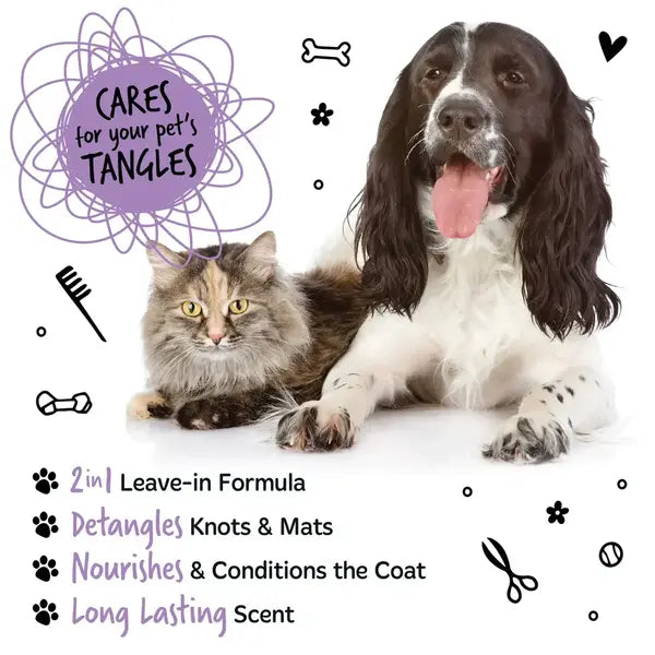 BugaLugs 2 in 1 Lavender & Chamomile Detangling Foam Comb for Dogs & Cats Успокояваща Пяна за Разресване 2в1 с Гребен 150ml
