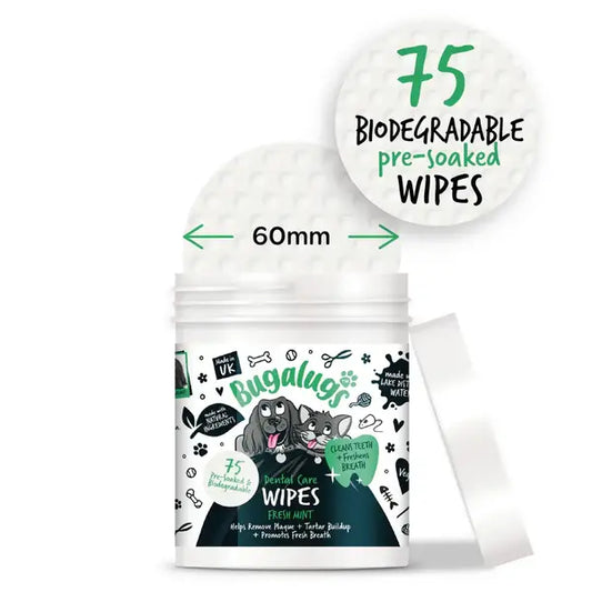 BugaLugs Dental Care Wipes in Fresh Mint for Dogs & Cats Дентални Кърпички за Почистване на Зъби и В
