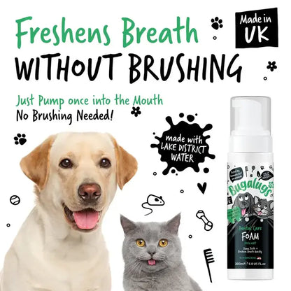 BugaLugs Dental Care Foam in Fresh Mint for Dogs & Cats Дентална Пяна за Почистване без Четкане 200ml
