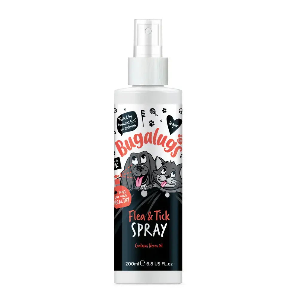 Bugalugs Flea & Tick Spray with Neem Oil for Dogs & Cats Репелентен Спрей против Бълхи и Кърлежи 200ml
