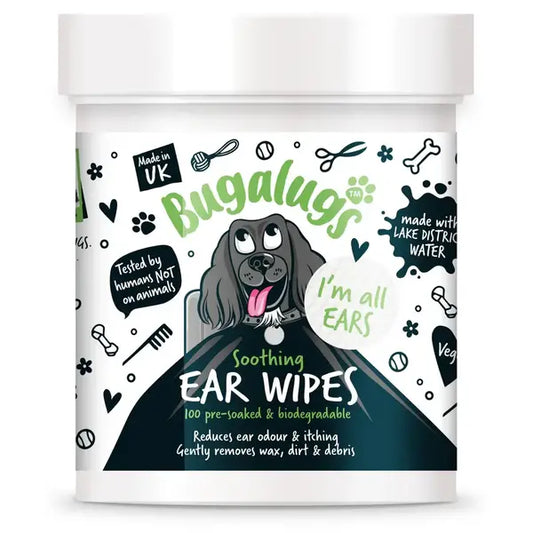 BugaLugs Soothing Ear Wipes for Dogs Biodegradable Wipes Почистващи Кърпички за Уши 100 броя