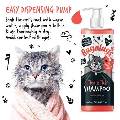 BugaLugs Flea & Tick Cat Shampoo with Neem Oil Шампоан против Бълхи и Кърлежи за Котки 500ml