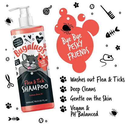 BugaLugs Flea & Tick Cat Shampoo with Neem Oil Шампоан против Бълхи и Кърлежи за Котки 500ml