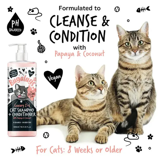 BugaLugs Luxury 2 in 1 Cat Shampoo & Conditioner Луксозен Шампоан и Балсам 2в1 за Котки 500ml