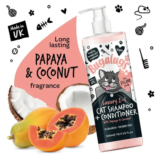 BugaLugs Luxury 2 in 1 Cat Shampoo & Conditioner Луксозен Шампоан и Балсам 2в1 за Котки 500ml