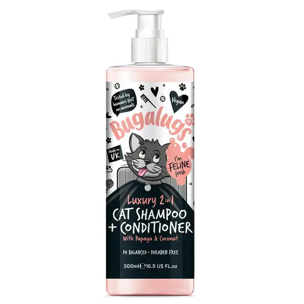 BugaLugs Luxury 2 in 1 Cat Shampoo & Conditioner Луксозен Шампоан и Балсам 2в1 за Котки 500ml