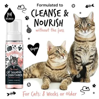 BugaLugs No Rinse Cat Shampoo & Conditioner with Papaya & Coconut Сух Шампоан и Балсам 2в1 за Котки 200ml