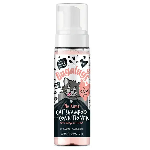 BugaLugs No Rinse Cat Shampoo & Conditioner with Papaya & Coconut Сух Шампоан и Балсам 2в1 за Котки 200ml