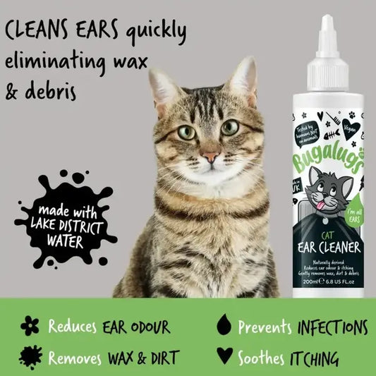 BugaLugs Cat Ear Cleaner Solution Разтвор за Почистване на Уши за Котки 200ml