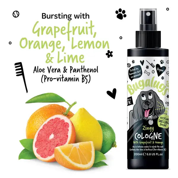 BugaLugs Zingy Dog Cologne Grapefruit & Orange Енергизиращ Одеколон за Кучета 200ml