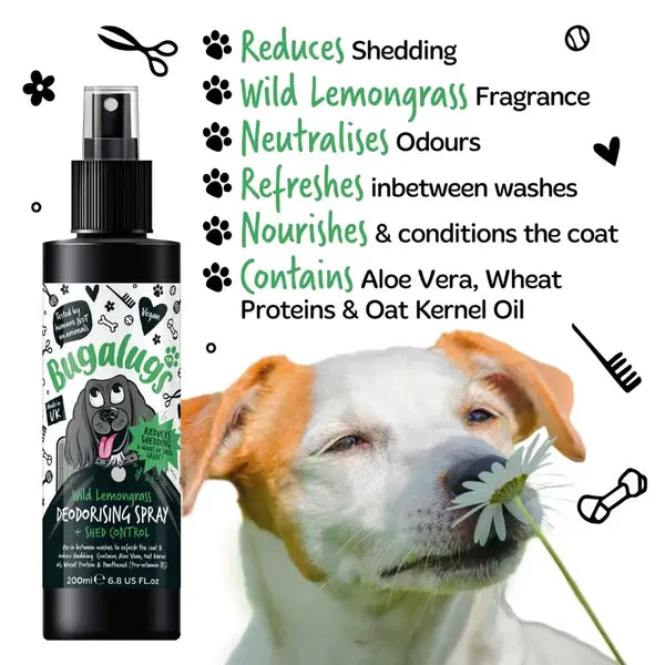 BugaLugs Wild Lemongrass Dog Deodorising Spray with Shed Control Дезодориращ Спрей за Кучета