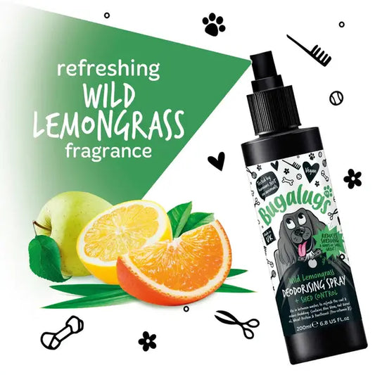 BugaLugs Wild Lemongrass Dog Deodorising Spray with Shed Control Дезодориращ Спрей за Кучета