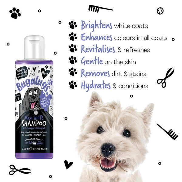 BugaLugs Maxi White Whitening Dog Shampoo – Шампоан за кучета избелващ