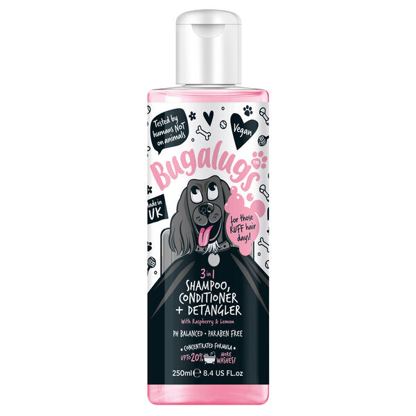 BugaLugs 3-in-1 Raspberry & Lemon Dog Shampoo, Conditioner & Detangler – Шампоан, Балсам и Спрей за Разресване