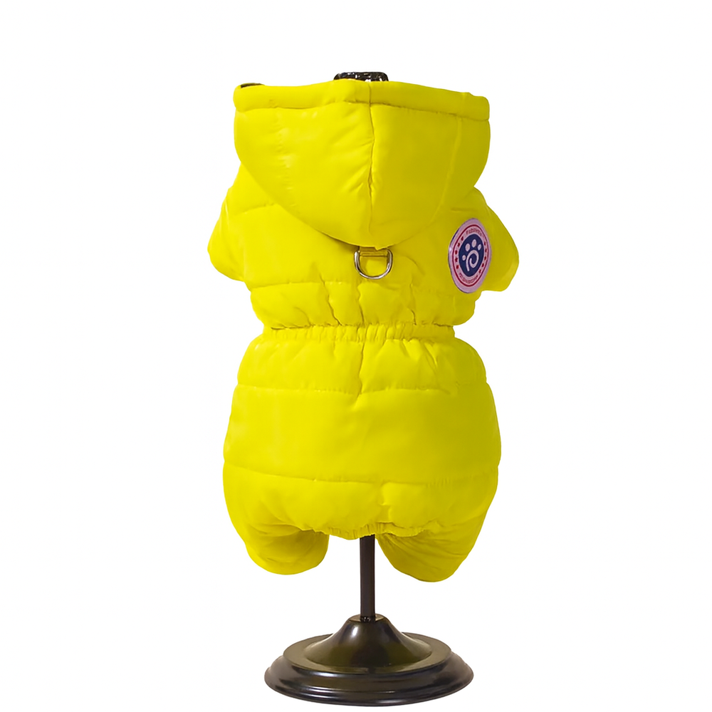 PupaWalk Yellow – жълт зимен гащеризон с качулка