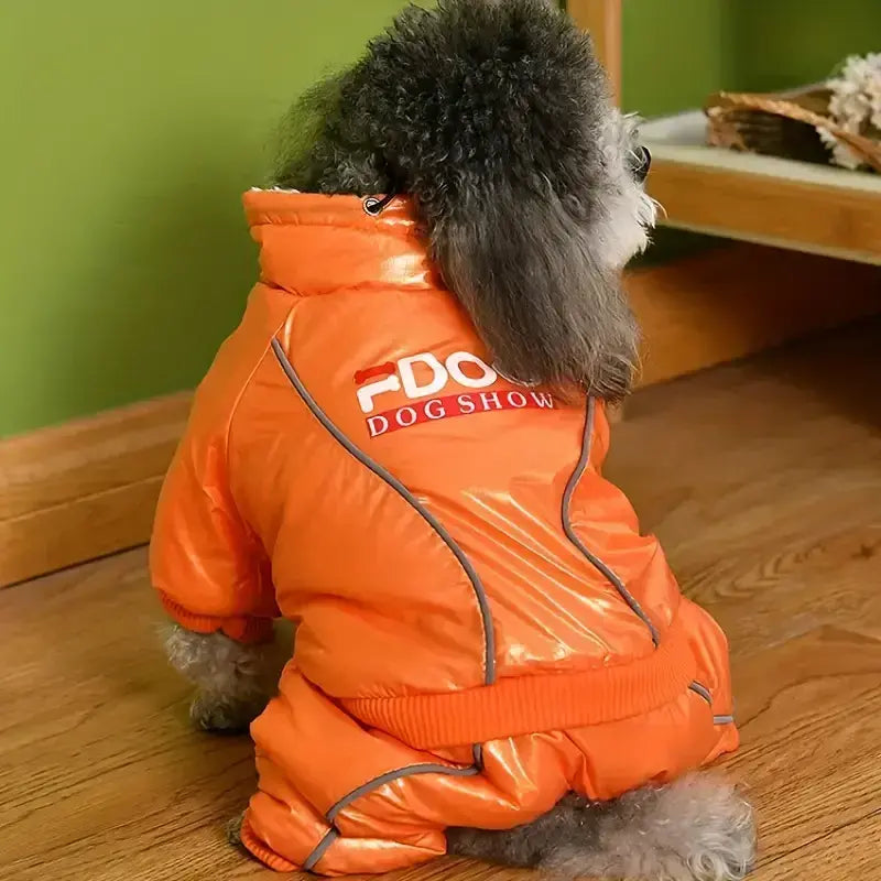 Dog Show Orange – Winter Dog Snowsuit with Fleece Lining