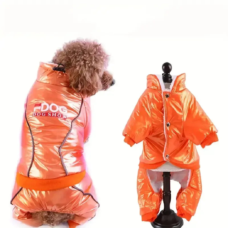 Dog Show Orange – Winter Dog Snowsuit with Fleece Lining