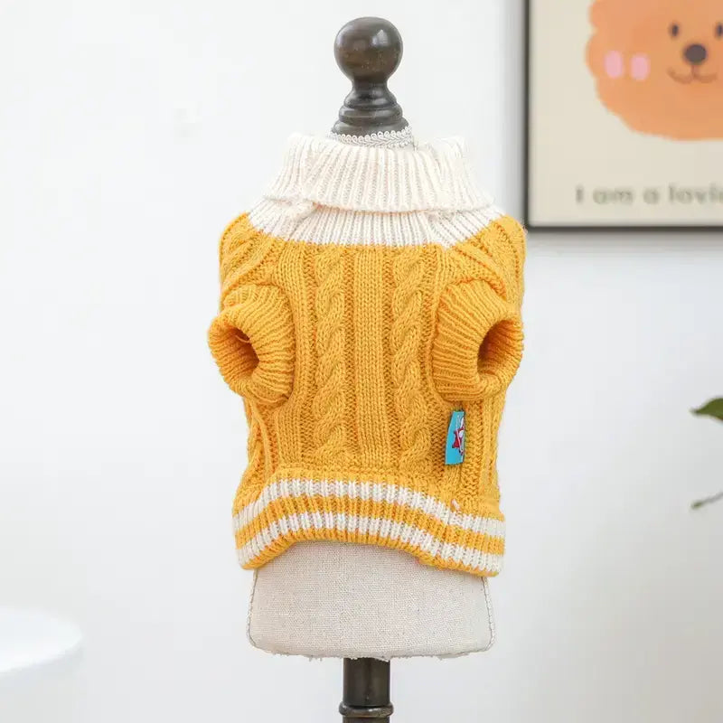 Yellow Cable Knit Плетен пуловер за куче