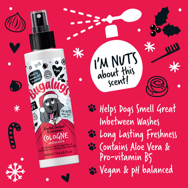 Bugalugs Christmas Edition Roasted Chestnut & Cinnamon Dog коледен део спрей за кучета 200ml