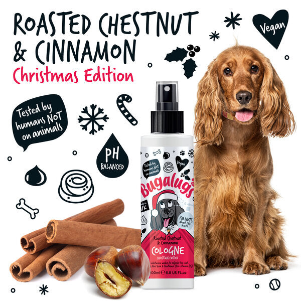 Bugalugs Christmas Edition Roasted Chestnut & Cinnamon Dog коледен део спрей за кучета 200ml