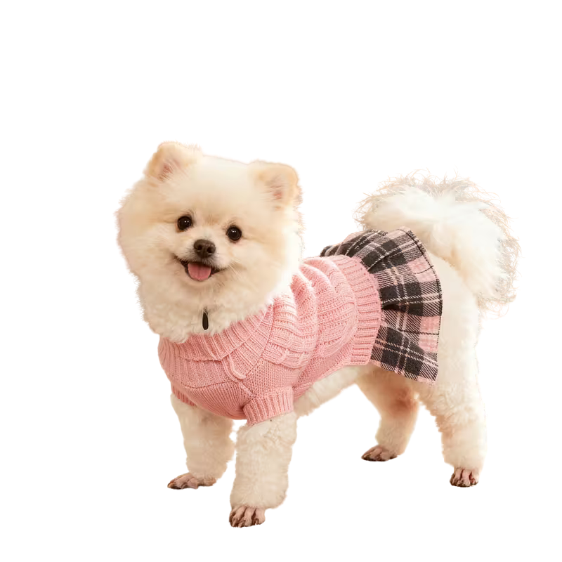 Pink Knit Dress - Рокля пуловер за кучета Pink Knit Dress