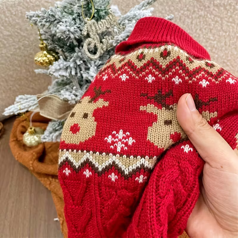 ReinDeer Red Плетен пуловер за кучета с еленчета