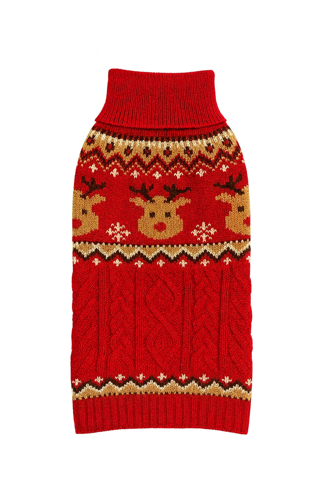 ReinDeer Red Плетен пуловер за кучета с еленчета