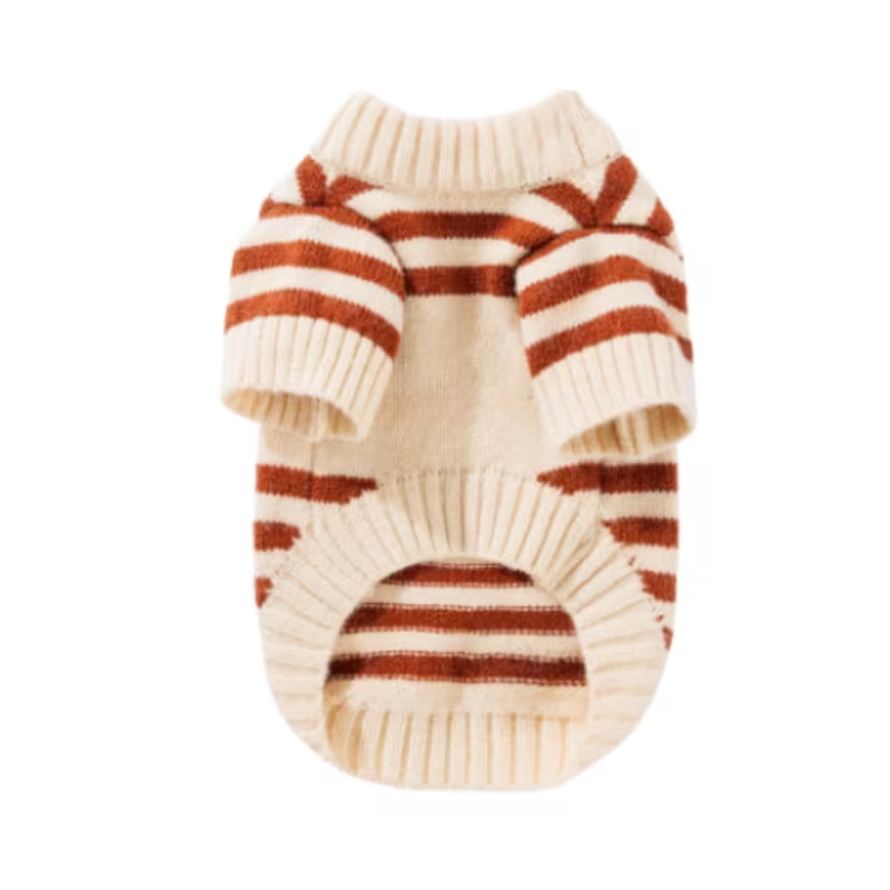 Tiger's Heart Brown Teddy Stripes – плетен пуловер за куче с мечета