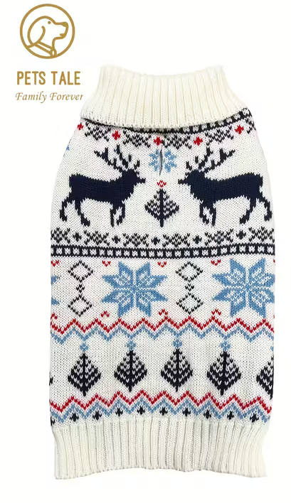 Pets Tale Nordic Reindeer – зимен плетен пуловер за куче с елени