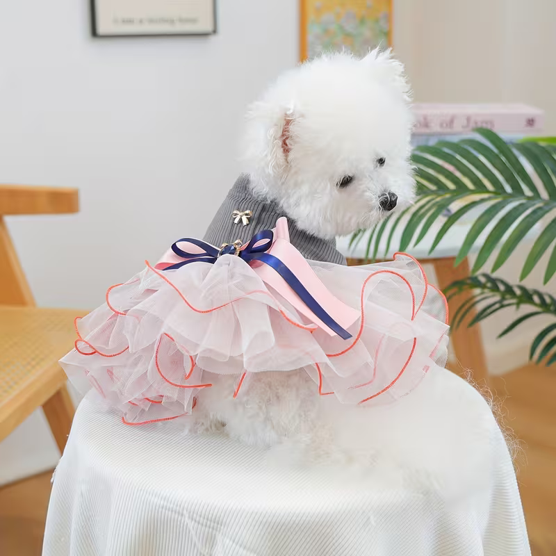 Princess Bow Tutu – рокля за куче с розов тюл и панделка