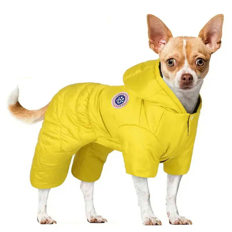 PupaWalk Yellow – жълт зимен гащеризон с качулка