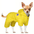 PupaWalk Yellow – жълт зимен гащеризон с качулка