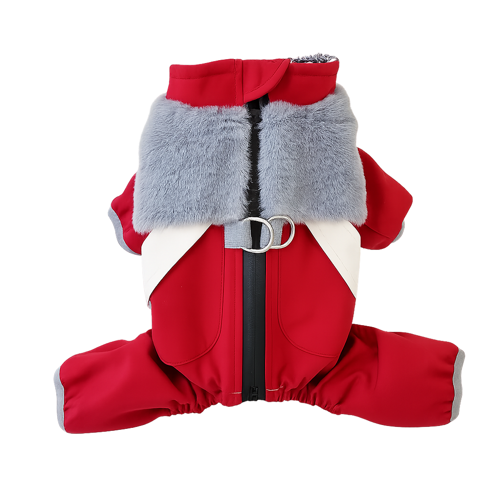 Tiger's Heart Nordic Red – непромокаем зимен гащеризон за куче с термоизолация
