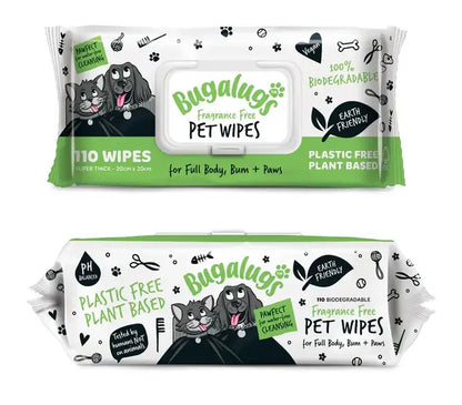 Bugalugs Fragrance Free Pet Wipes - Хипоалергенни биоразградими мокри кърпички без аромат