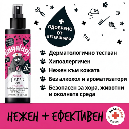 Bugalugs Antiseptic First Aid Spray - Антисептичен спрей за първа помощ при рани и кожни инфекции 200 мл