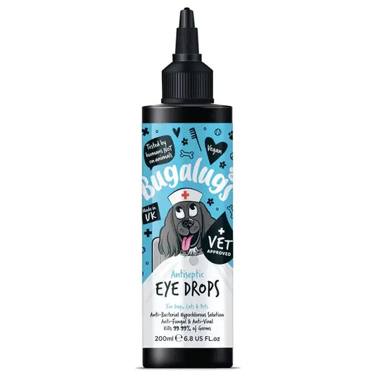 Bugalugs Antiseptic Eye Drops - Антисептични капки за очи за кучета, котки и други животни 200 мл
