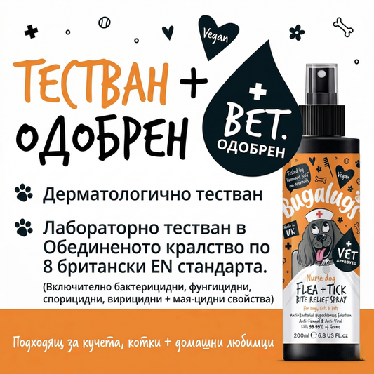 Bugalugs Antiseptic Flea & Tick Bite Relief Spray - Антисептичен спрей за облекчаване при ухапвания
