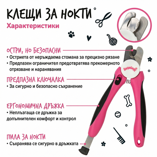 Bugalugs Professional Nail Clippers with Built-In File for Small/Medium Dogs